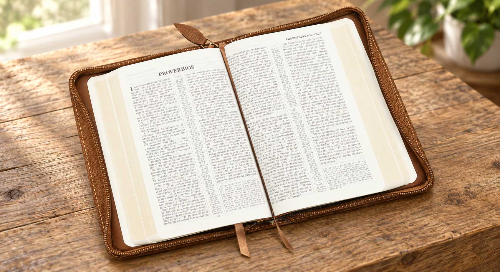 Handcrafted zippered leather Bible case with interior pockets